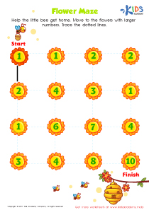 Number Maze For Kindergarten Printable: Free Printout for Kids